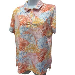 Hearts of Palm Polo Golf Shirt floral Women's Size Medium Stretch tennis light